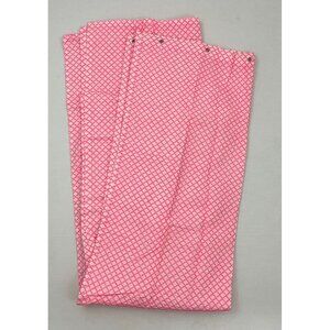 Vintage Jakson Pink White Bathroom Bath Curtains Shower Fabric 2 Panels Tiebacks